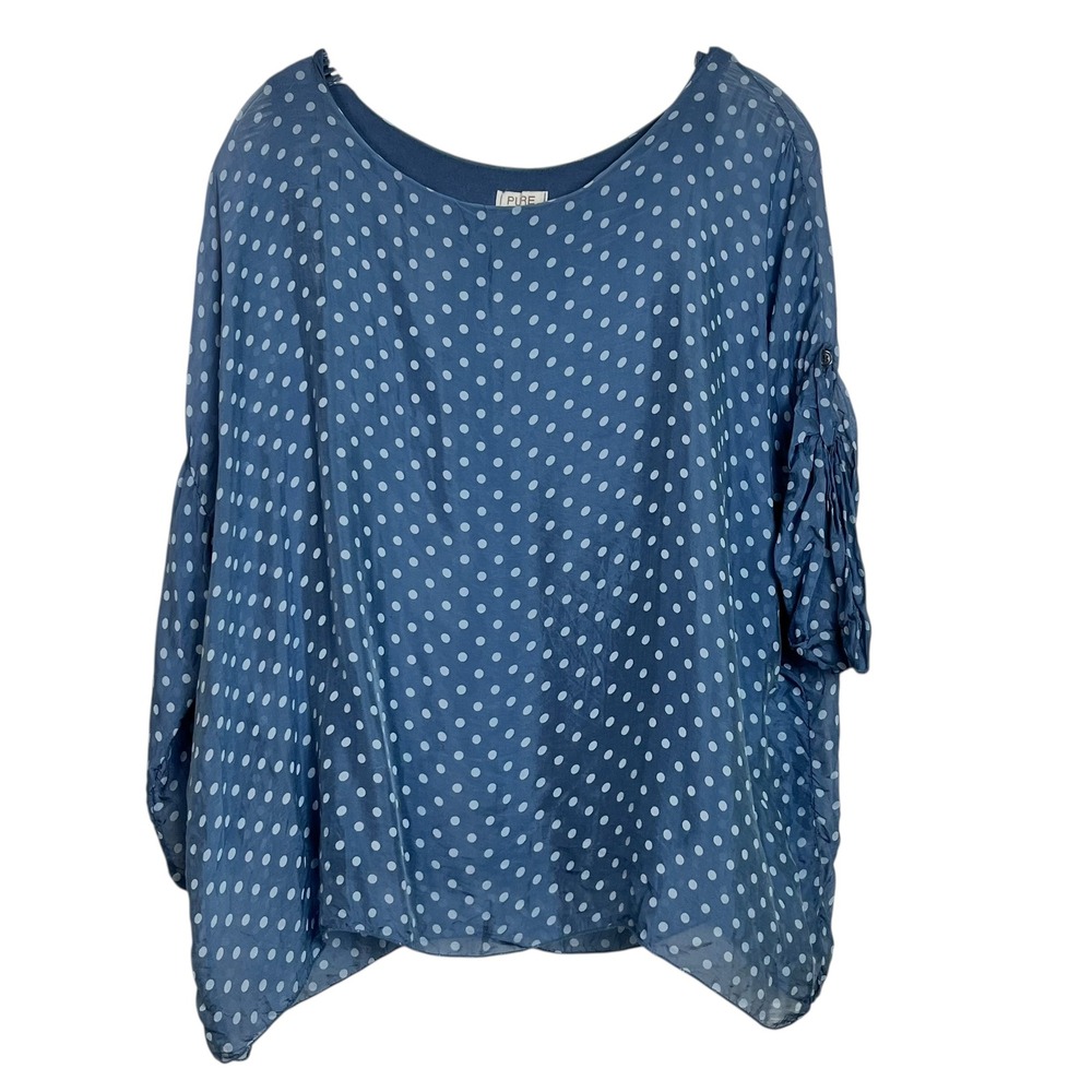 PURE Venice Polka Dot Silk Viscose Dolman Sleeve Top M Made‎ in Italy